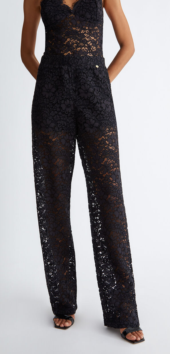 Liu Jo Pantaloni neri in pizzo macramè